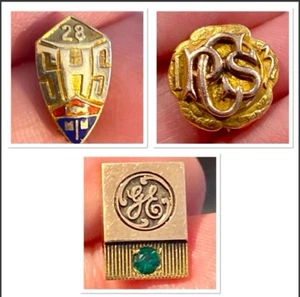 Vintage Lot Of 3 14k & 10K Lapel Pins - Imagen 1 de 17