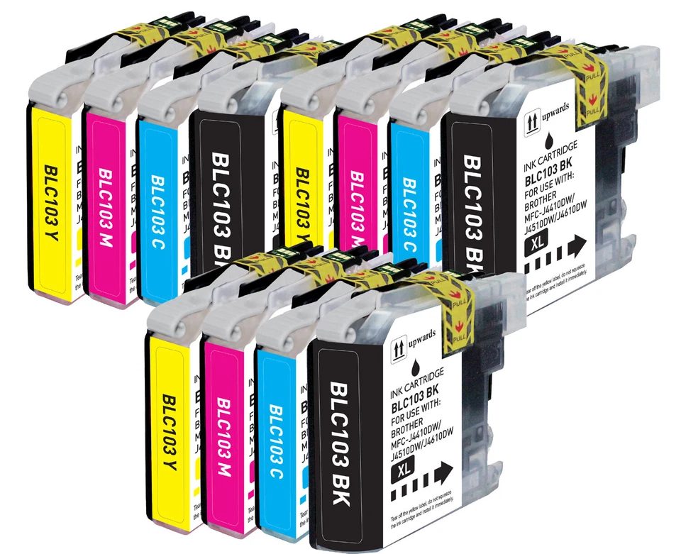 12P Ink Cartridges Set +chp fits Brother LC103 MFC-J450DW MFC-J4510DW MFC-J475DW - Image 1 of 1
