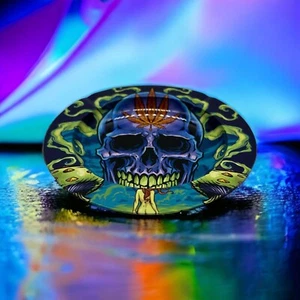 Decorative Tray Printed Plate Game Table Colorful Leaf Skull Side Table Ash Tray - Picture 1 of 5
