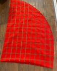 Vintage Tablecloth Plaid Red Green Gold Metallic Christmas Tree Skirt Ruffle 59