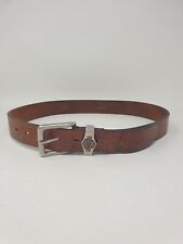 Calvin Klein vintage mens belt leather brown embossed 42"  buckle