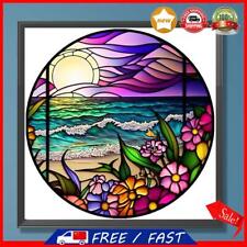 Paint By Numbers Kit DIY Oil Art Round Stained Glass Picture Home Decor 40x40cm