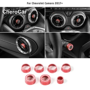 7x Anillo decorativo de cubierta de perilla de ventilación de aire para tablero de instrumentos rojo para Chevrolet Camaro 17+ - Imagen 1 de 6
