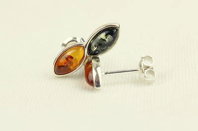Orecchini In Ambra Genuine Ambra Baltica Argento Sterling 925 Multicolore MER203 - Immagine 1 di 3