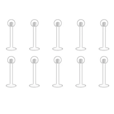 Bulk 6/8/10/12mm Bar Soft Acrylic Labret Monroe Lip Ear Stud Retainer Piercing - Image 1 of 4