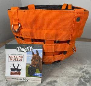 New! Adjustable Horse Size Black EASY BREATHE GRAZING MUZZLE - V Nose - New - Picture 1 of 5