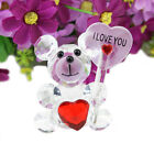 I Love You Sign Crystal Bear Valentines Day Gift Glass Artificial Rose Flower