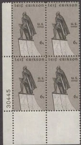 Scott # 1359 - US Plate Block Of 4 - Leif Erikson - MNH - 1968 - Bild 1 von 1
