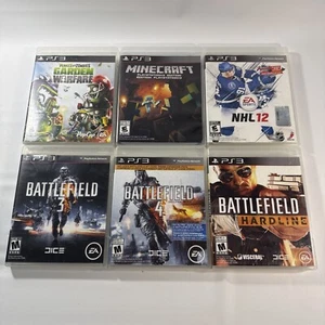 PS3 Game 6 Lot Battlefield 3, 4, Hardline, Plants Vs. Zombies, NHL 12 Complete - Picture 1 of 4