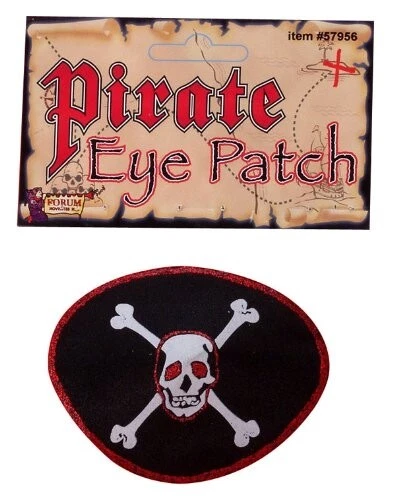 Pirate Eye Patch - Skull - Glitter Trim- Deluxe Costume Accessory - One Size - Image 1 of 1