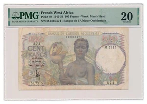 FRENCH WEST AFRICA banknote 100 Francs 27.12.1948 PMG VF 20 - Picture 1 of 7
