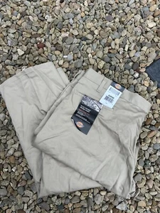 Dickies Flat Front Work Pant Beige Regular Fit 44x30 Trousers NEW - Picture 1 of 5
