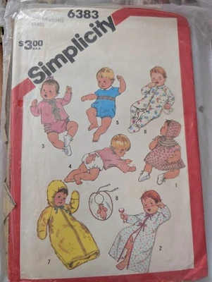 Vintage 70s Simplicity 6383 Babies Layette Pattern Newborn - Image 1 of 2