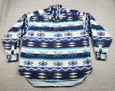 Motto Reddot Shirt Mens Large Blue Aztec Southwestern Button Front Western - Image 1 of 4