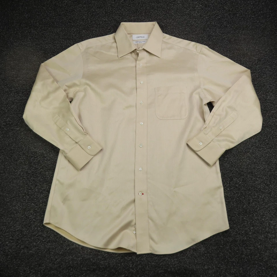 Cremieux Dress Shirt Mens 15.5 33 Herringbone Pima Cotton Non-Iron Long Sleeve - Image 1 of 4
