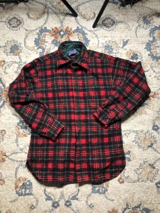 Vintage Pendleton Jacket Mens Medium Red Green Plaid Wool Flannel 70s USA - Picture 1 of 11