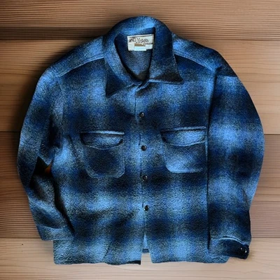 VTG Chippewa Woolens Traverse Jacket Mens  Blue plaid Large Mid Century - Image 1 of 4
