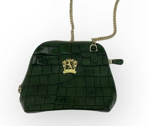 Pratesi Firenze Leather Emerald Green Croc Pattern Crossbody Purse (unused) - Picture 1 of 6