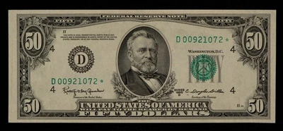 FR 2111-D* $50 1950 B Federal Reserve Note US - Star Note - AU+/UNC - SKU-CA1650 - Image 1 of 2