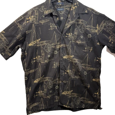 ~XXL~Nautica Shirt Men’s Black Sailing Nautical Yachting Challenge Print Cotton - Image 1 of 4