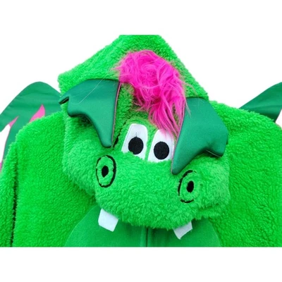 BRIEFLY STATED GREEN DRAGON ONE PIECE HOODED PAJAMAS COSTUME COSPLAY ADULT LARGE - Image 1 of 4