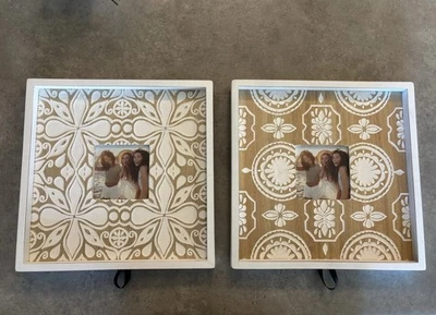 Marco de fotos Young’s Inc rústico de madera boho 3,5 X 3,5 12 X 12 blanco floral Foto 1 de 3