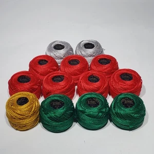 Menge 13 DMC Baumwolle Perle Baumwollfaden Kugeln Größe 5 Weihnachtsfarben 10g - Bild 1 von 16