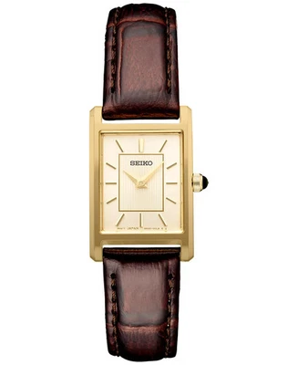 NEW Seiko Vintage Women's Essentials Brown Leather Strap Watch 19mm 4N30-00H0 - Image 1 of 4