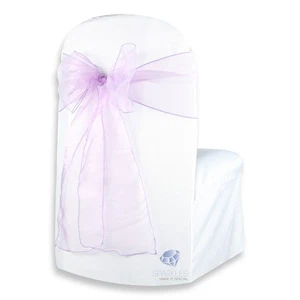 10 pcs Organza Chair Cover Bow Sash 108"x8" - Lavender - Wedding Party vd - Picture 1 of 5