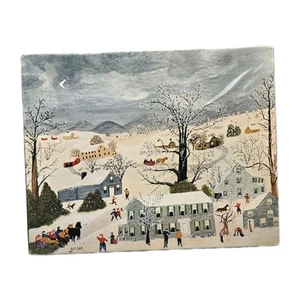 1973 vintage Springbok Jigsaw Puzzle - Grey Day Complete Village Snow Horses - Picture 1 of 6