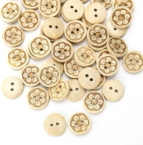 Pack of 50pcs 1/2 Inch Buttons for Sewing, Coconut Shell Flower Wooden Button - Picture 1 of 3
