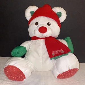 Fisher Price Puffalump 1992 Christmas Bear White Plush Stuffed Animal Vintage - Picture 1 of 5