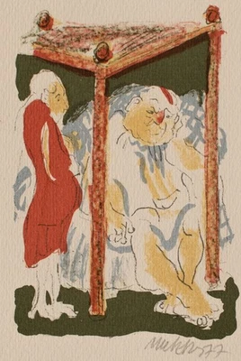 Harald Metzkes Diener König Berliner Schule signiert Lithografie 1977 - Bild 1 von 2