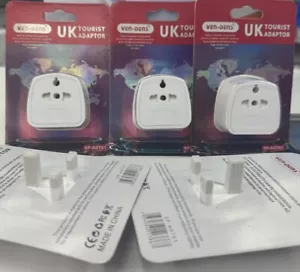 3X EU US Canada to UK Tourist Travel Plug Adapter 3 Pin Adapter 13 Amp Fused - Picture 1 of 1