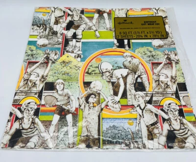 Vintage Hallmark Sports Gift Wrapping Paper 2 Sheets 20" x 28" Sealed - Image 1 of 4
