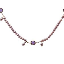 Mimi Milano Happy Amethyst Pearl Gold Necklace