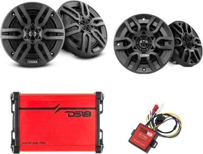 DS18 2x 6.5" & 2x 4" Marine Speakers + Amplifier + Bluetooth Controller Receiver