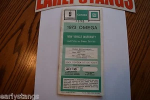 1973 OMEGA GM CANADA OLDSMOBILE NEW VEHICLE WARRANTY AND POLICY ON OWNER SERVICE - Picture 1 of 7