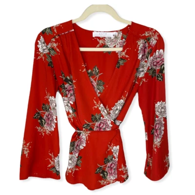 ASTR the Label Floral Wrap Long Sleeve Top, S - Image 1 of 4