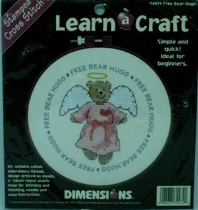 Dimensiones "Aprende un oficio" Punto de Cruz Estampado: Kit Abrazos de Oso Gratis 72474 NUEVO - Imagen 1 de 7