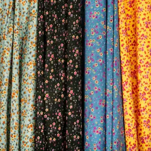Crepe De Chine Gaillardia Sheer Floral Print Fabric 58" Wide By The Yard - Picture 1 of 13