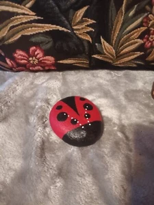 Hand painted rock lady bug,signed - Picture 1 of 6