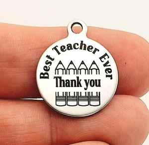 Best Teacher Ever Charms for jewellery making, pendants, DIY project, Teacher - Picture 1 of 2