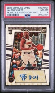2023 Donruss Optic Jalen Pickett Gold Vinyl 1/1 Auto Rc PSA 8 True One Of One - Picture 1 of 2