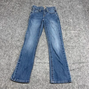 Ariat RealJeans Ragazza 10 Blu Taglio Stivali Vita Regolabile Western Cowgirl Denim - Foto 1 di 16