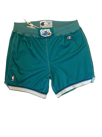 Vintage Champion Charlotte Hornets Authentic Basketball Shorts Nba Teal Sz 38 Cover