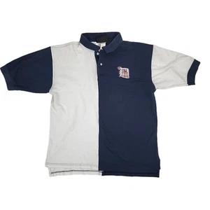 Men M Vintage Wolf MLB Detroit Tigers 1/4 button polo embroidered blue orange - Picture 1 of 8