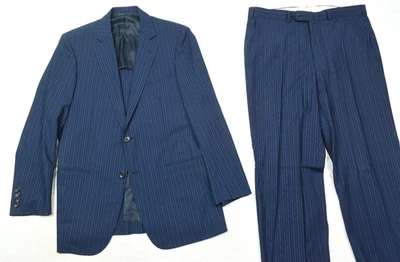Brooks Brothers Fitzgerald BrooksCool Suit Mens 40R Blue Striped Two-Button - Image 1 of 4