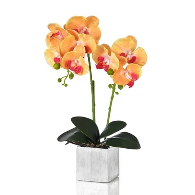Orquídea artificial en maceta imitación Phalaenopsis flores de seda bonsái realista Arra... Foto 1 de 4