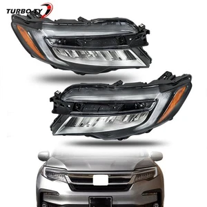 LED Headlight Chrome Housing For Honda Pilot 2019-2022 Pair Headlamp Left+Right - Picture 1 of 19